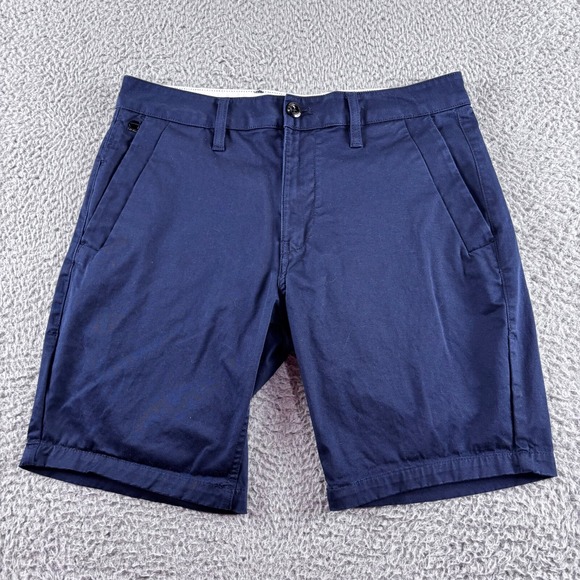 G Star Raw Shorts Mens 30 Navy Blue 10" BRONSON Straight Chino Shorts Preppy - Picture 1 of 7
